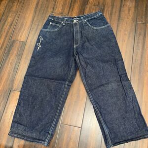 Vintage Y2K Sean John Pants Size 34  Blue Dark Wash Baggy Wide Leg Surfer READ